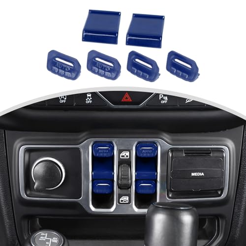Coque de bouton de fenêtre Jeep Wrangler JL bleu CheroCar Lot de 6 pour l'habitacle