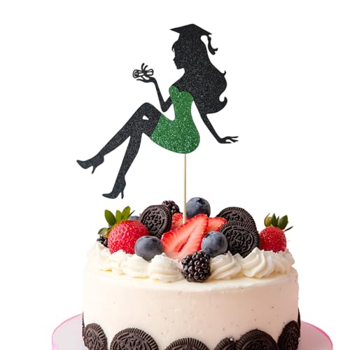 Chewarelly Graduation cake Topper, Glitter Congrats Grad Cake Decor, Girls