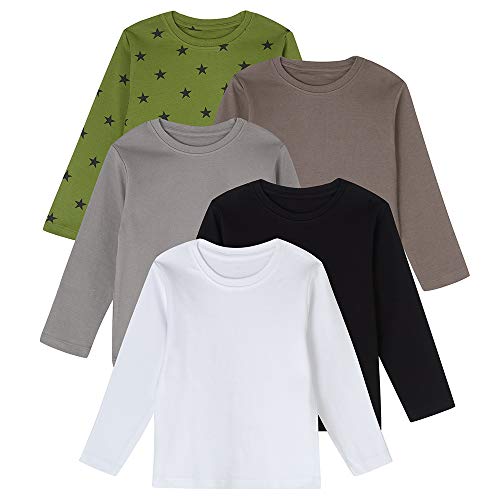 Image of Lovjoy Kids’ Long Sleeve T-Shirts – Soft 100% Cotton Tops for Boys & Girls – Ideal for Nursery, School & Play – Multi-Pack – 12 Months to 6 Years