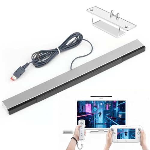 Stalora Capteur Infrarouge Sensor Bar Filaire pour Nintendo Wii et Wii U, Capteur Wii Infrarouge avec Récepteur USB et Support Adhésif,Accessoires de Console...