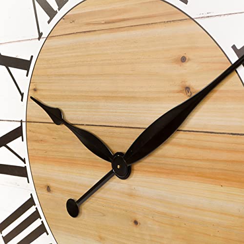 Renata Oversize Shiplap Wall Clock - White/Walnut #TOP4
