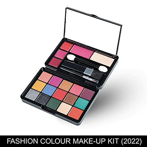 Image of Fashion Colour Professional And Home 4 IN 1 Makeup Kit (FC2022) With 15 Glamorous Eyeshadow, 3 Glossy Lip Gloss, 1 Powder Cake and 1 Blusher (Shade 02)