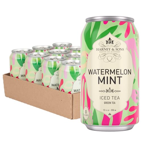 Harney & Sons Watermelon Mint Green Iced Tea, 12 oz can (Pack of 12)