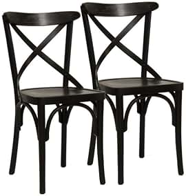 METRO Professional Sillas de Restaurante Cross, Madera de Haya, Marrón Wengué, Set de 2, 85 x 46 x 47 cm