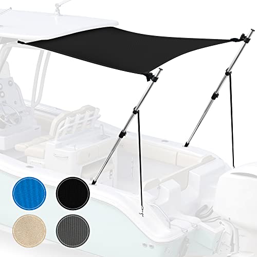 Universal T-Top Shade Extension for Bimini Tops for Boats Sun Shade Boat Canopy Adjustable Telescopic Poles Stainless Steel Marine 900D Fadeproof Boat Cover 67 L x 82 W Black