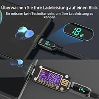 SooPii 100W 2M USB C auf USB C Kabel mit LED Display,Nylon Braided,Schwarz – Ansicht 3