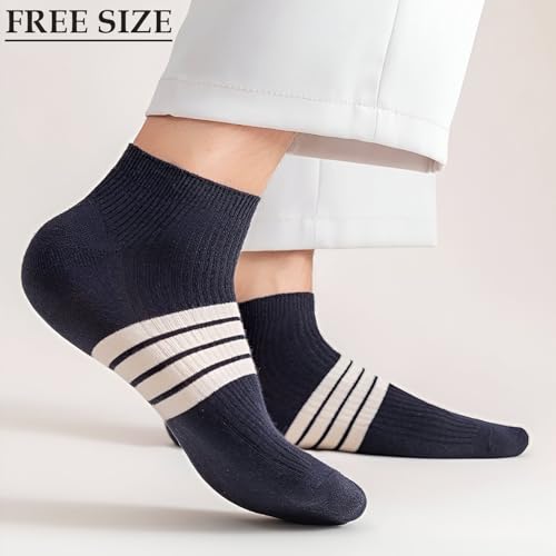 Image of MOMISY Men's Premium Cotton Cushion Ankle length Socks, (Multicolor) Pack of 5 (Free Size)
