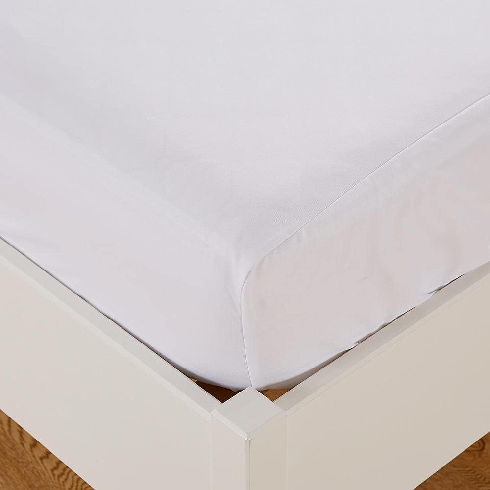 Deep Pocket Bed Sheet Hotel Homestay Non Slip Solid Color Mattress Topper,Kids Elderly Bedroom Waterproof Urinary Bed Sheet White 180200+30cm