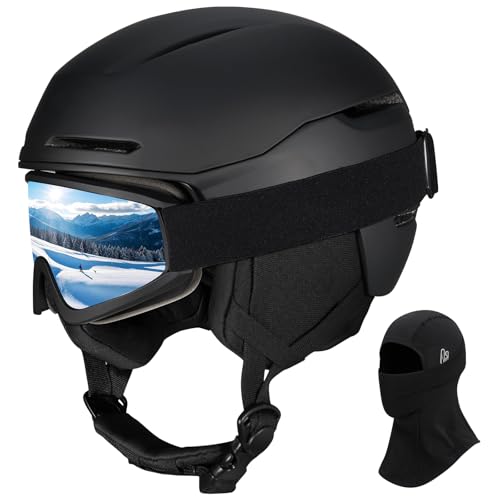 Ski Helmet Snowboard Helmet for Adults Men Women, Adjustable Snow Helmet X13 with Goggles for Snow Sports