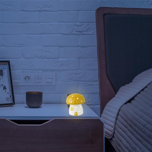 Lámpara de mesa noche cerámica pequeña amarillo miniatura 5
