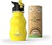 Kids Stainless Steel Water Bottle 12 oz - Sippy Cup Leak Proof Sports Cap with Straw - Metal Kids Bottle - Toddler Child Friendly Flask (Yellow)