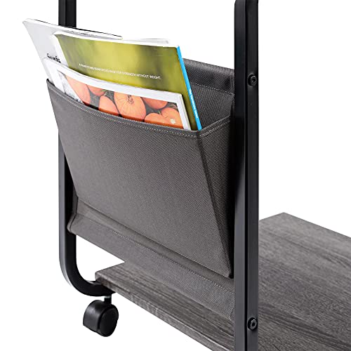 Image of Seville Classics Airlift Height Adjustable Mobile Rolling Laptop Cart Computer Workstation Desk, Table for Home, Office, Classroom, Hospital, w /Wheels, Black, Tilt w /Side Table (28 inch) (NEW Model)