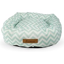 PETSWORLD Round Donut Cat and Dog Cushion Bed. 22W x 5H inch Pet Bed for Cats or Small Dogs, Anti-Slip & Water-Resistant Bottom, Super Soft, Comfy, Durable Fabric, and Machine Washable.