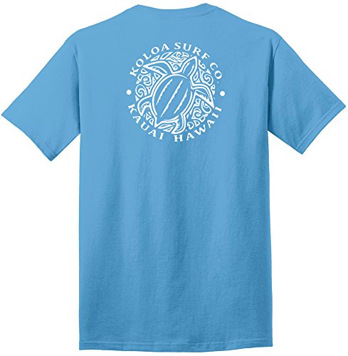 Koloa Surf Hawaiian Honu Turtle Heavyweight Tees-6XL-Aquatic Blue/w