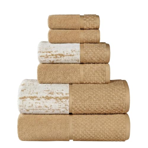 SUPERIOR Cotton Bathroom Towel Set, Plush Absorbent, 6 Piece, Bronze