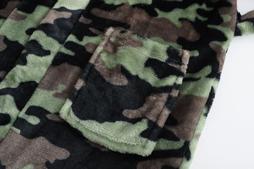 Image of Kids Hooded Bathrobe Girls Soft Plush Hooded Flannel Pajamas Sleepwear Boys Spa Robe
