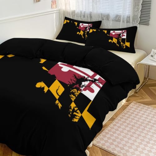 Flag Map of Maryland Soft 3 Piece Bedding Sets