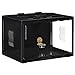 PawHut Terrarium en Verre - Vivarium Reptiles & batraciens - Habitat Tortue - Couvercle grillagé 2 Parties Amovibles - Distributeur Eau, thermomètre, pincette, 2 Douilles Inclus - ABS Acrylique Noir