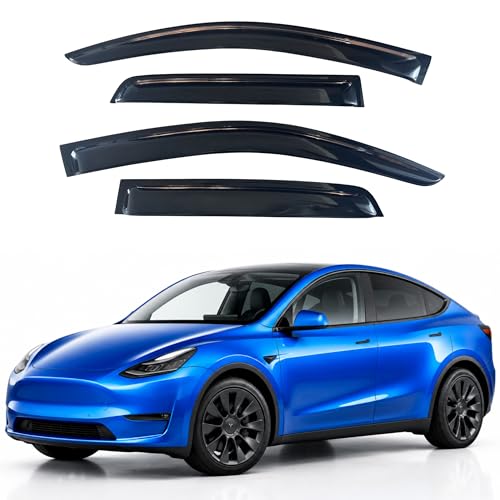 Image of IG Window Visors Fit for 2020-2025 Tesla Model Y, Out-Channel Rain Guards Vent Wind Deflectors 4PC, Car Accessories for 20-25 Tesla Model Y