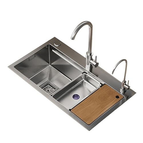 Évier de cuisine moderne en inox 304 de style ferme avec robinet intégré
