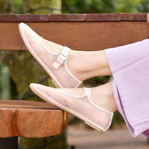 Makers Shoes - LEVI 2 - Women's Mary Jane Flats, Mesh Design with Buckle Strap2
