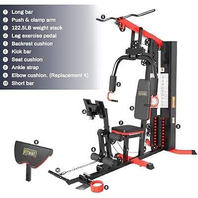 Fitvids Home Gym Equipment, Multifunctional Full Body Workout Weight Machine Station with Weight Stack, All in One Exercise Equipment with Pulley System & Seated Rowing for Home Gym Strength Training