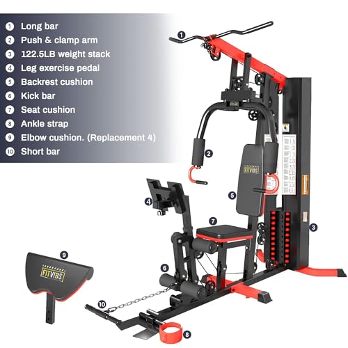 Home Gym, Multifunctional Workout Equipment with Leg Press, Exercise Equipment for Home with Pulley System, Home Gym Equipment for Full Body Strength Training