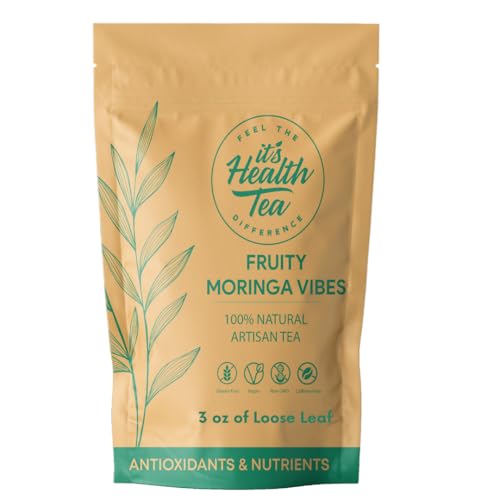 Fruity Moringa Vibes Herbal Tea – Green Rooibos with Mango, Passionfruit & Apricot – Antioxidant & Nutrient-Rich Tropical Blend – 35 Tea Bags Included – Caffeine-Free Loose Leaf, 3 oz.