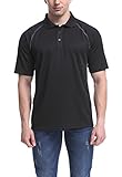 Knopfleiste mit 3 Knöpfen MOHEEN Herren Poloshirt/Funktionsshirt in Übergrößen S bis 5XL - für Sport Freizeit und Arbeit (Schwarz, XXXL)