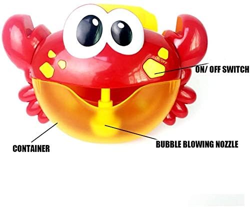 Image of Happy Hues Musical Bubble Crab Bath Toy for Toddlers - Automatic Bubble Maker Machine with Strong Suction Cups, Fun Bathtub Wall Toy for Kids & Infants 18M+ (Red)