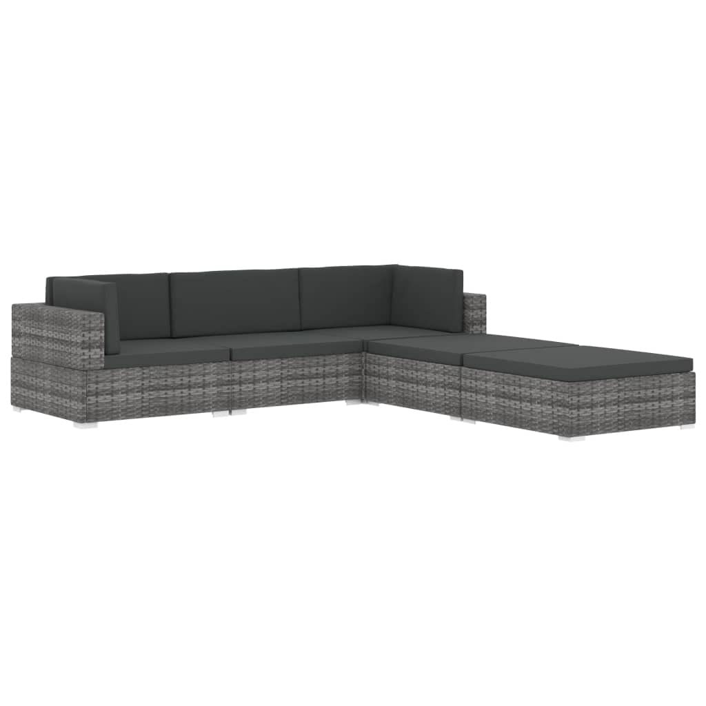 vidaXL Repose-Pied Sectionnel avec Coussin, Tabouret de Jardin, Chaise de Terrasse, Siège de Patio, Meuble d'Extérieur, Résine Tressée Noir