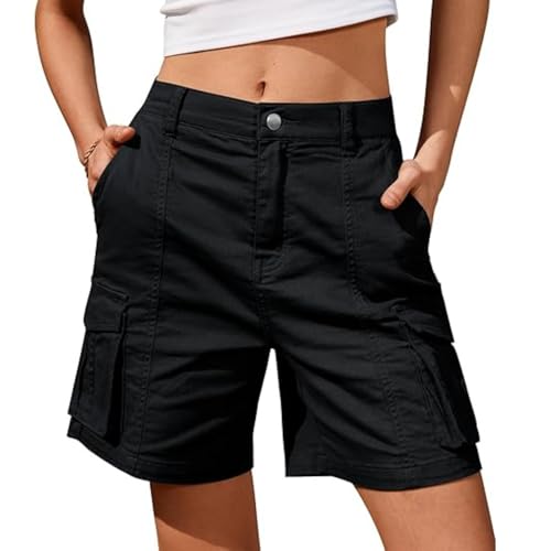 Womens Cargo Shorts Sale Clearance,Stretch Cotton Summer Pants Elastic Waist Tracksuits Bottoms Combat Bermuda Cargo Shorts 7" Baggy Hiking Walking Running Pants with 4 Pockets Plus Size Y2K Jumpers