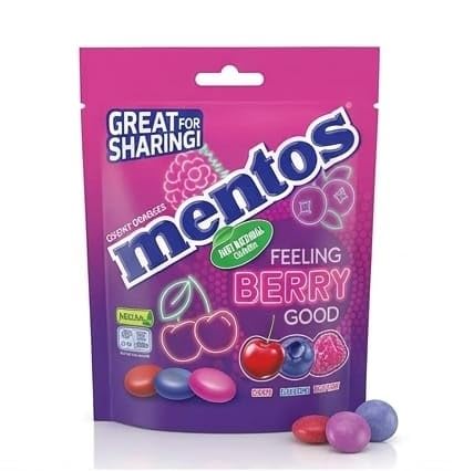 Mentos Chewy Dragees, Berry Flavours, By febora, Strawberry, Blackcurrant, Cherry, 140g-image-39