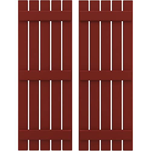 Ekena Millwork ARW401SB519X40MRH Americraft Five 3 Exterior Real Wood Spaced Board-n-Batten Shutters (Per Pair), 19 1/2"W x 40"H, Pepper Red