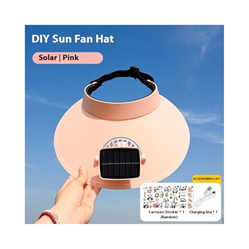 DIY Cartoon Solar Fan Hat for Kids,Cool and Sun Protection with Solar Powered,Wide Brim Solar Fan Hat for Girl Boy Ages 3~122