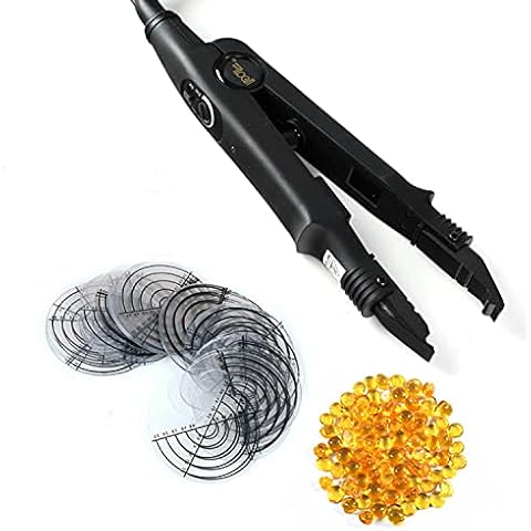 Amesun Professional Hair Extensions Tool Fusion Heat Iron Connector Wand Melting Tool with Clips (Black & Keratin Sticks) Cover