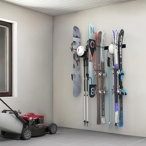 Walmann Garage Ski Rack, Indoor Ski Hangers For Home Shed Storage Wall Mounted Ski Holder Holds Up To 8 Pairs Of Skis thumb #1