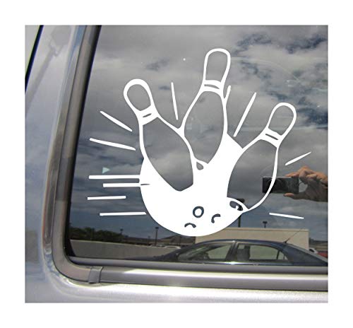 - Bowling Ball and Pins - Strike Bowler Alley - Cars Trucks Moped Helmet Hard Hat Auto Automotive Craft Laptop Vinyl Decal Window Wall Sticker 04097