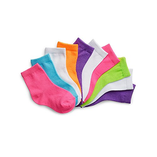 Hanes EZ Sort Girls` Toddler Ankle Socks, 37/10, 6-12M, Assorted