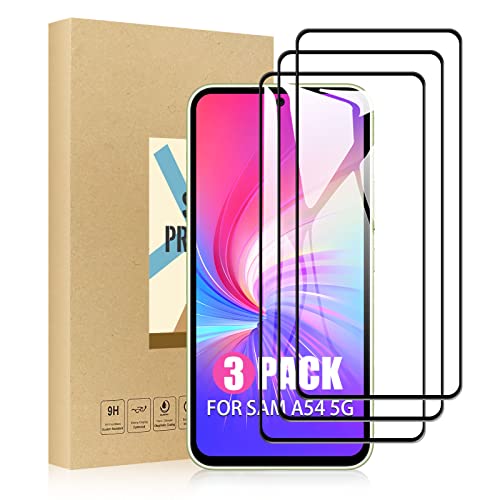 SCL Lot de 3 films de protection d'écran compatibles avec Samsung Galaxy A54 5G en verre trempé [Couverture complète, installation facile, sans bulles,...