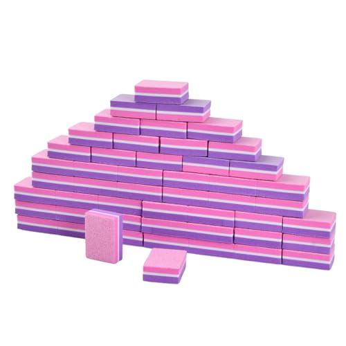 50 Piezas Bloque de Lima Para Uñas, Mini Bloques Buffer Uñas Taco Pulidor Uñas Doble Cara Grano 100/180 Profesional Lima Pulidora Uñas Lavable para Uñas Gel y Acrílico, Rosa Violeta