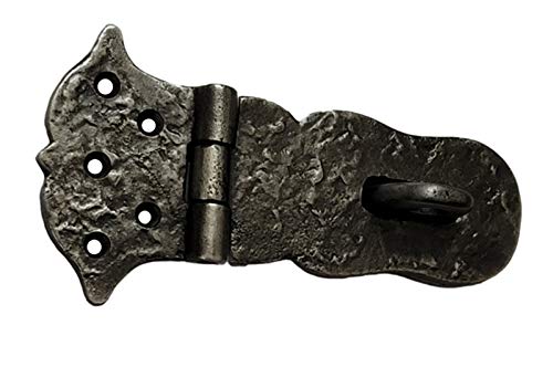 Image of Adonai Hardware inchParan inch Heavy Duty Cast Iron Safety Locking Hasp and Staple (6 inch x 1 Pack, Antique Nickel) for Vintage Pirates Treasure Chest, Trunks, Wooden Jewelry Box, Cases, Furniture and Sheds