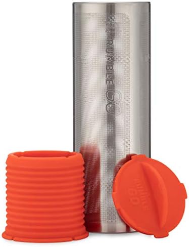 Rumble Go: Portable Cold Brew Coffee Filter - Fits Wide Mouth Water Bottles, 16-32oz – Universal Fit - Brews Coffee Anywhere - Eco-Friendly & No Disposable Parts (Orangey-Red Cap & Base)