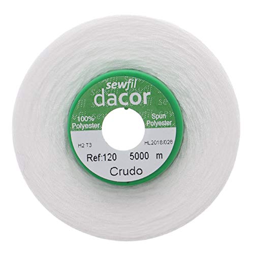 Sewfil dacor 120 - Cono de hilo de coser poliéster de 5.000 metros - Blanco natural/Crudo