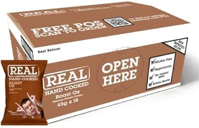 Real Hand Cooked Roast Ox Crisps 35gm (Pack of 24) | Delicious Potato Chips | Hand Cooked Roast | Gluten Free | No Artificial Additives, 35.00 g (Pack of 24)