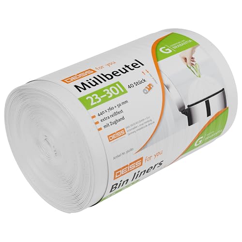 DEISS Müllbeutel 23-30 Liter für Brabantia Touch Bin (Größe G) 40 Stück