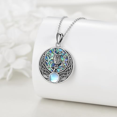 Pendentif hibou argent sterling 925 véritable et pierre de lune - 5