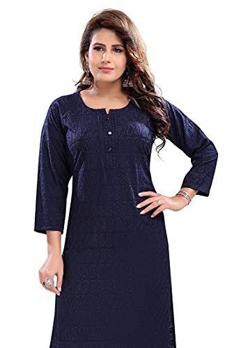 Image of DARIKA Women's Cotton Chikankari Straight Kurti Multiple Color in from Small to Plus Size.