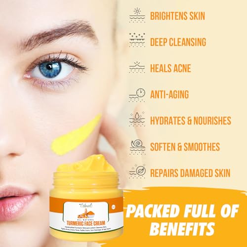 Turmeric Face Cream for Face & Body - All Natural Turmeric Skin Brightening Lotion - Turmeric Cleanses Skin, Fights Acne, Evens Tone, Fades Scars, Sun Damage, & Age Spots - Handcrafted Made in USA - Thumbnail 2
