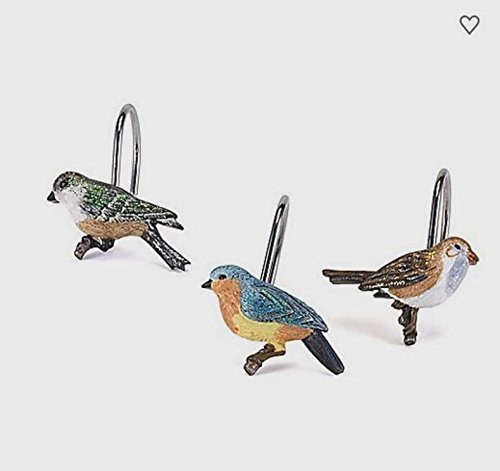 Happy Birds Shower Curtain Hooks 12 Pc Steel